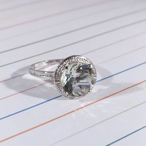 Green Amethyst Ring in Sterling Silver Size 9